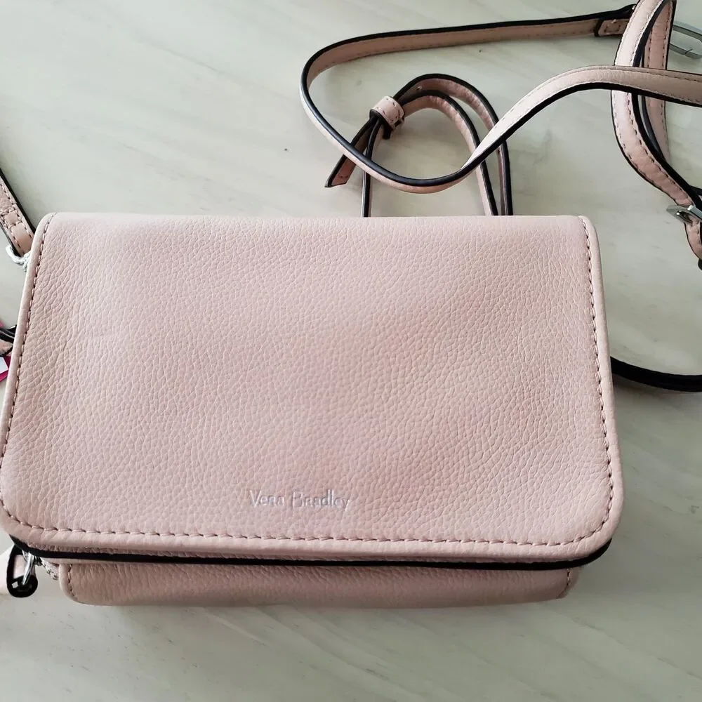 Vera Bradley Leather RFID 3-in-1 Crossbody in Pink Sand New with Tags - Picture 4 of 7